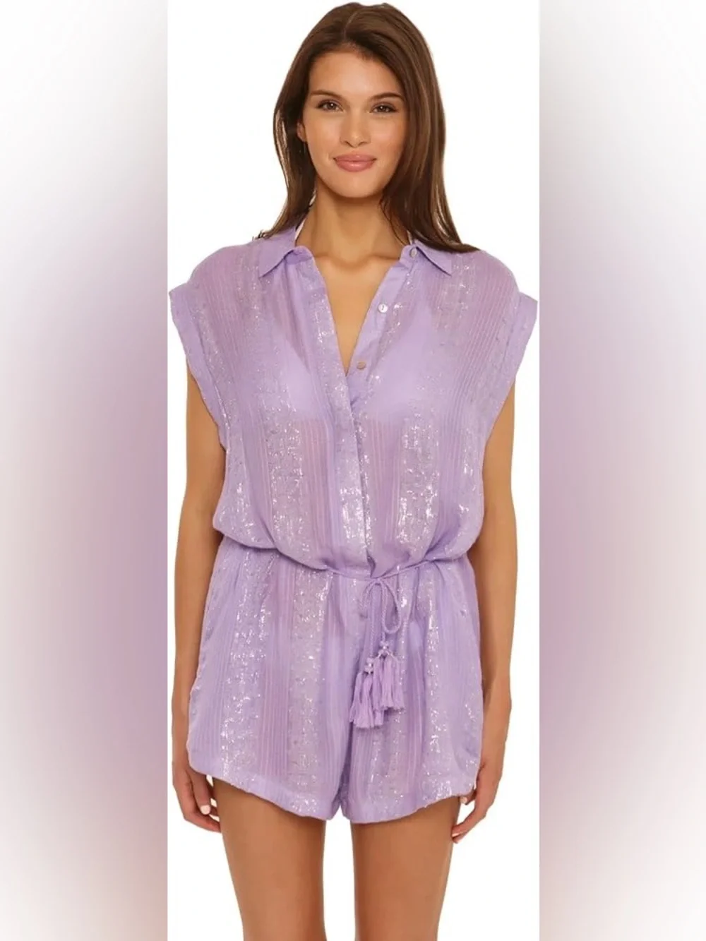 Isabella Rose Green Sleeveless Tie-Waist Romper Swim‎ Beach Cover boho style